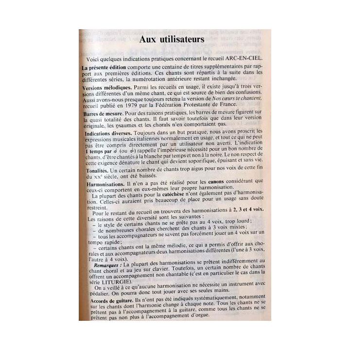 1. Arc-en-ciel un recueil de chants au service de toutes les églises aux éditions Réveil publications