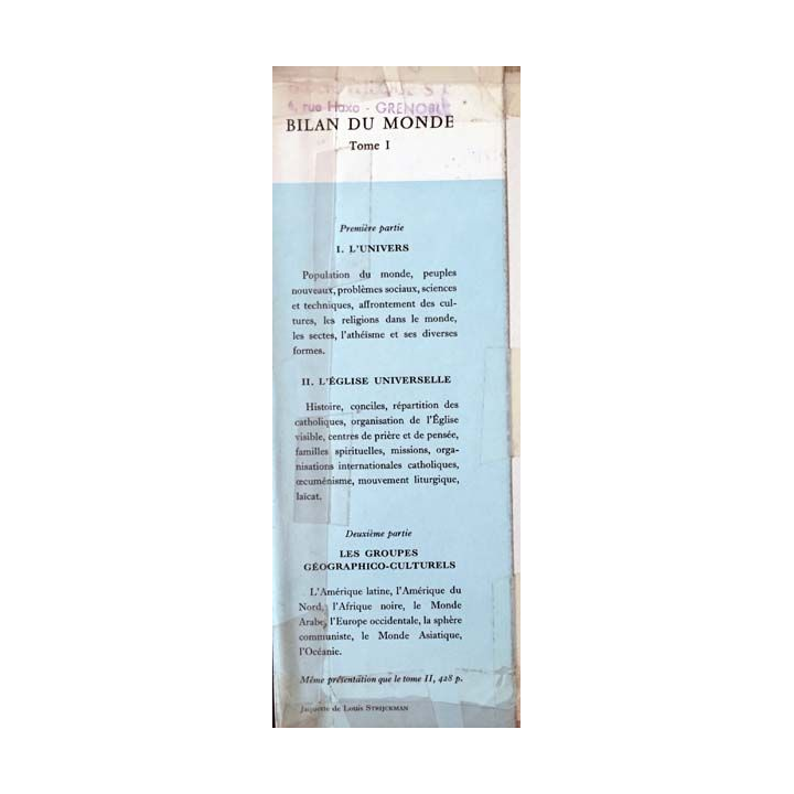 1. Bilan du monde Tome II encyclopédie catholique du monde chrétien aux éditions Casterman 1960