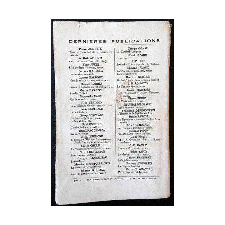 1. Au pays d'Antinéa de Jean Stefanini aux éditions librairie Plon 1926