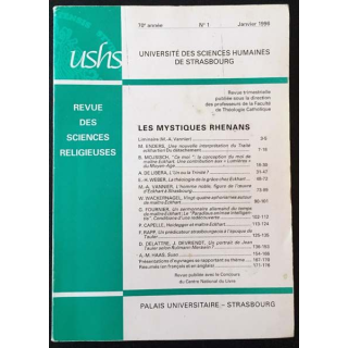 1. Revue des sciences religieuses 70e année n°1 Janvier 1996 aux éditions Palais universitaire