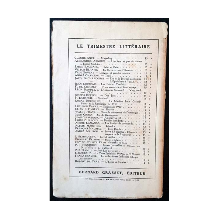 1. Le drame épique de Victor Bérard aux éditions Grasset 1930