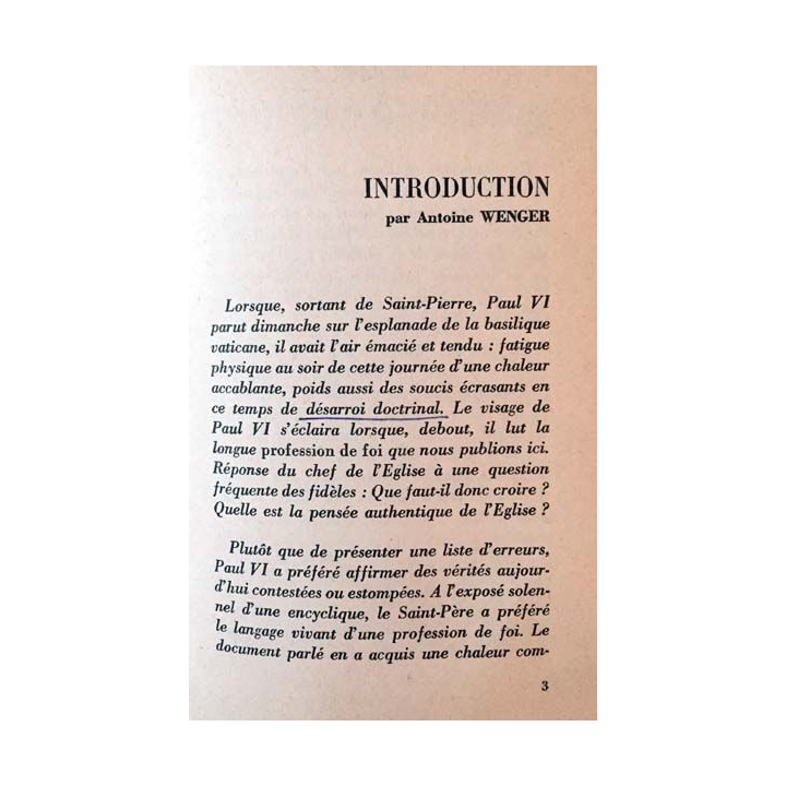 1. Profession de foi message aux prêtres de Paul VI aux éditions du Centurion