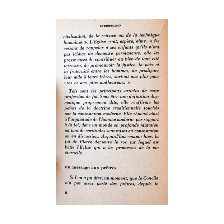 1. Profession de foi message aux prêtres de Paul VI aux éditions du Centurion