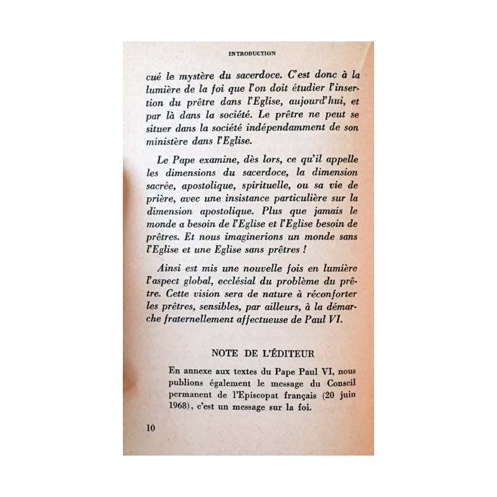 1. Profession de foi message aux prêtres de Paul VI aux éditions du Centurion