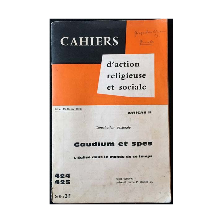 1. Cahiers d'action religieuse et sociale - Gaudium et spes de J. Y Calvez aux éditions Saint-Paul