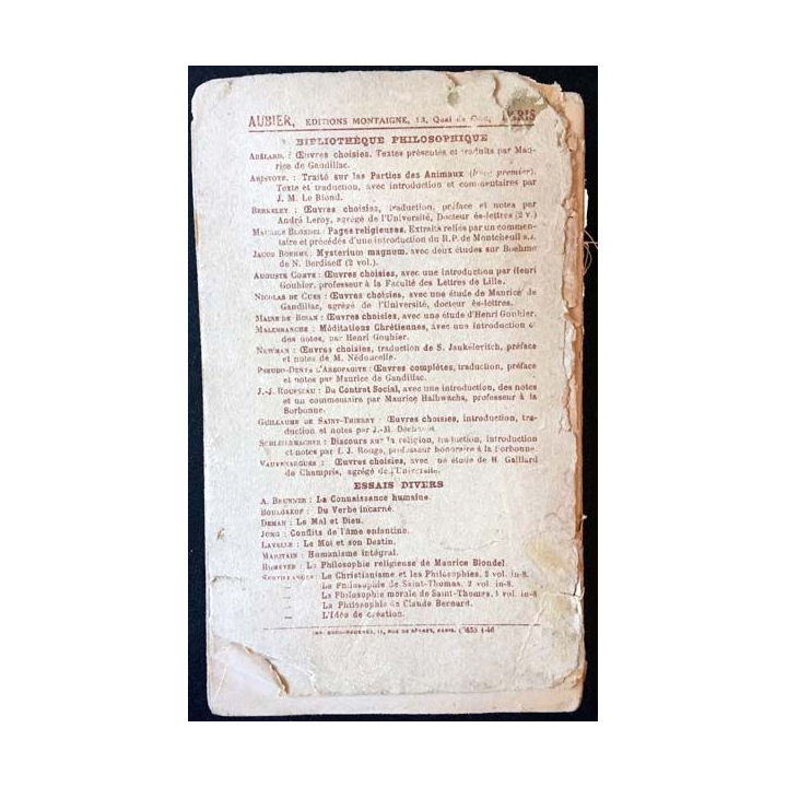 1. Oeuvres philosophiques de Newman aux éditions Montaigne 1945