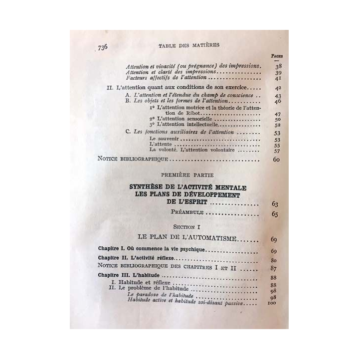 1. Traité de Psychologie générale I- Le psychisme élémentaire de Maurice Pradines