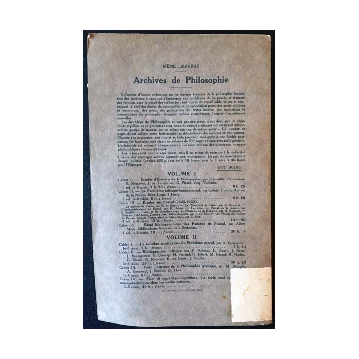 1. À travers la métaphysique de Auguste Valensin aux éditions Gabriel Beauchesne