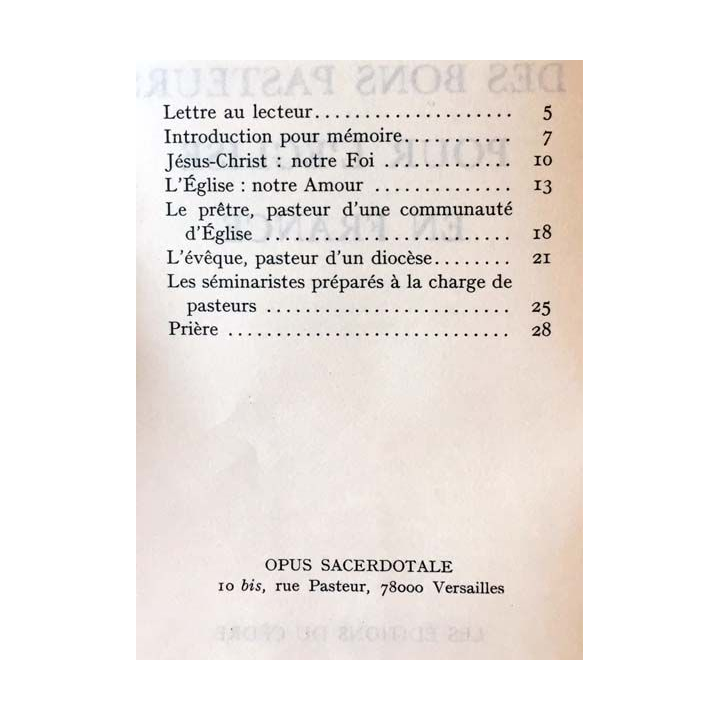 1. Des bons pasteurs pour l'église en France de Opus Sacerdotale aux éditions du Cèdre