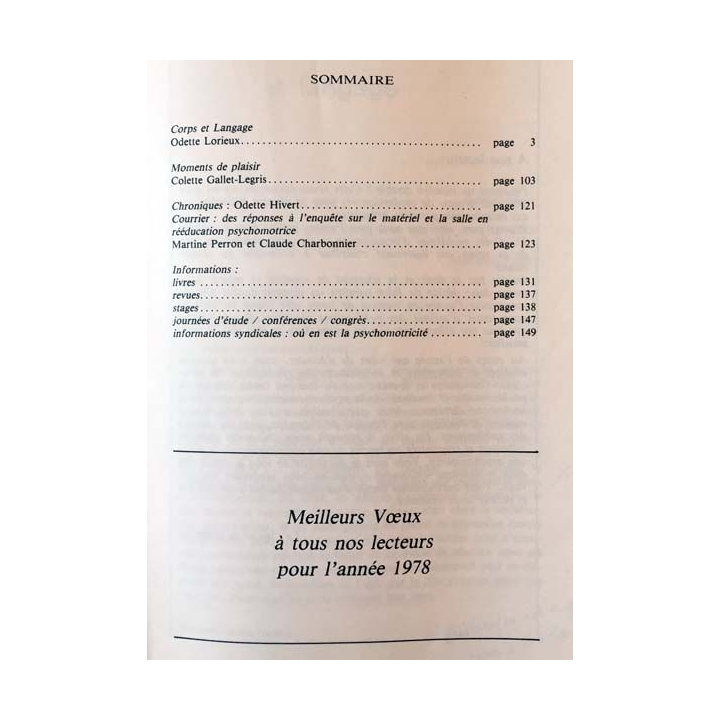 1. Thérapie psychomotrice - corps et language / moments de plaisir