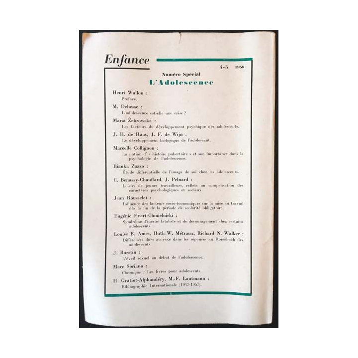 1. Psychologie et éducation de l'enfance 3-4 Mai Octobre 1959 de Henri Wallon
