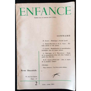 1. Enfance -2  Mai Avril 1962 publiée avec le concours du C.N.R.S