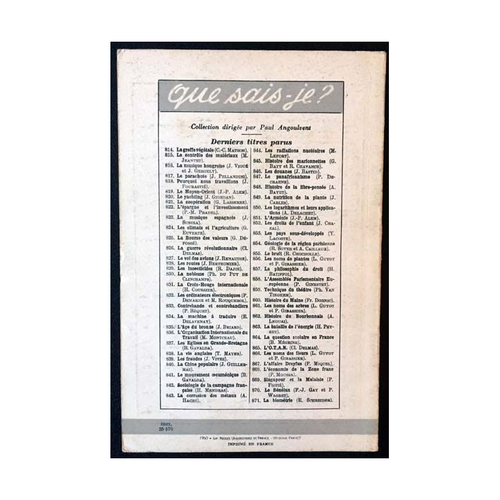 1. N°850 Que sais je ? Les logarithmes et leurs applications de André Delachet aux éditions Presses universitaires de France