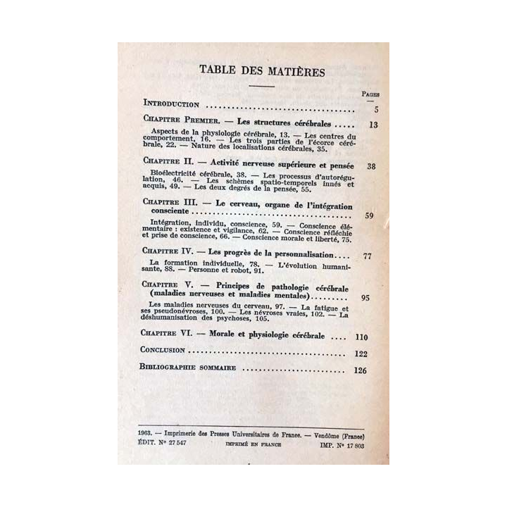 1. N°768 Que sais je ? Le cerveau humain de Paul Chauchard aux éditions Presses universitaires de France