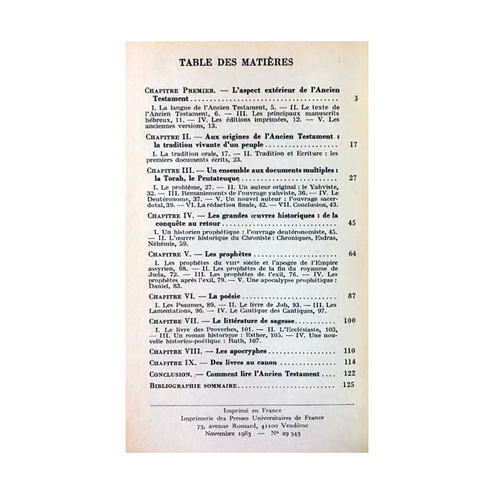 1. N°128 Que sais je ? L'ancien testament de Edmond Jacob aux éditions Presses universitaires de France