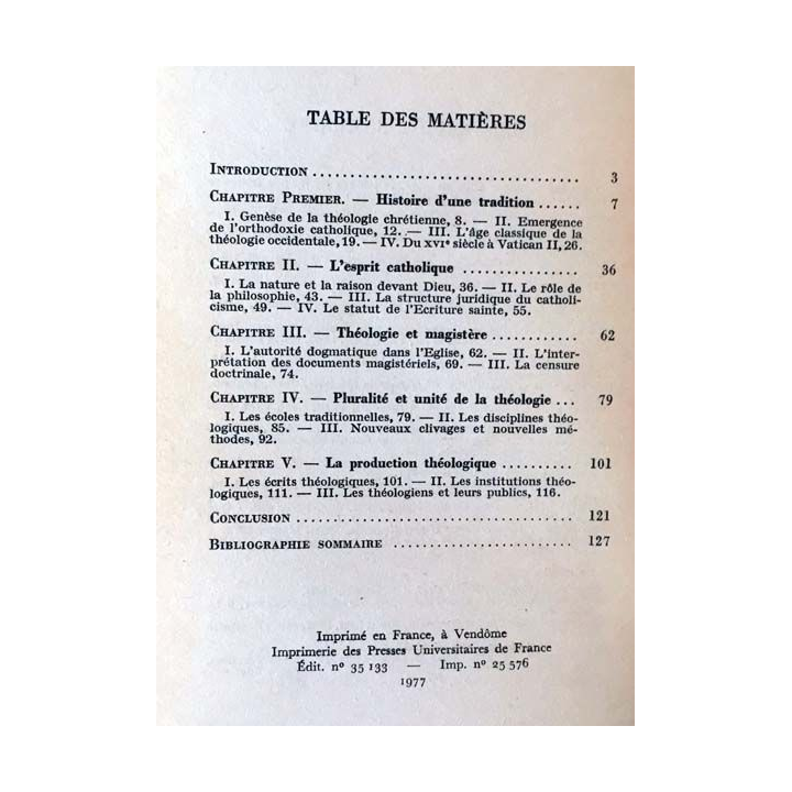 1. N°1269 Que sais je ? La théologie catholique de Charles Wackenheim aux éditions Presses universitaires de France