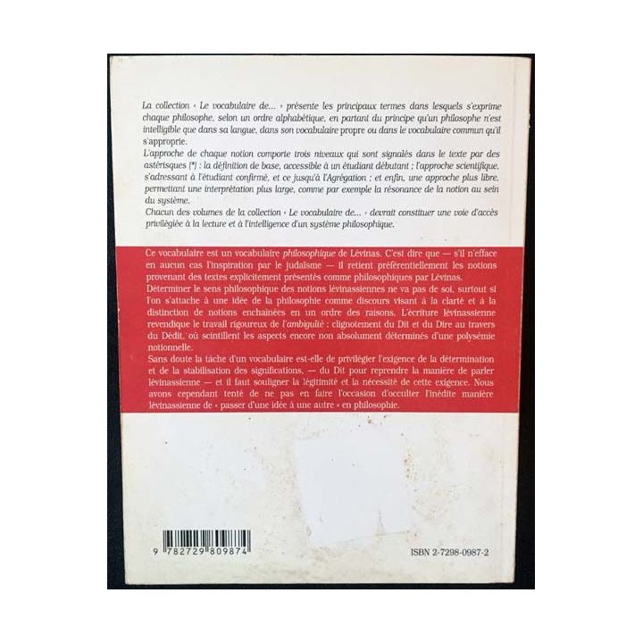1. Le vocabulaire de Lévinas de Rodolphe Calin et François-David Sebbah aux éditions ellipses