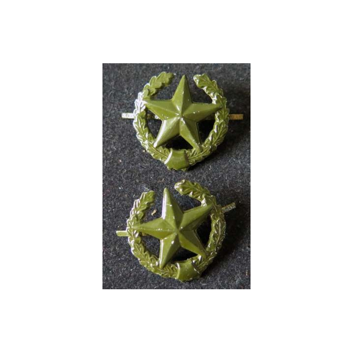 RUSSIE : insigne métallique de col des troupes de l'armée terrestre diamètre 2 cm vendus par paire