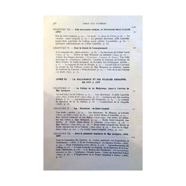 1. Histoire de l'institution de la malgrange (1836-1936) de P.Guise aux éditions Nancy 1936