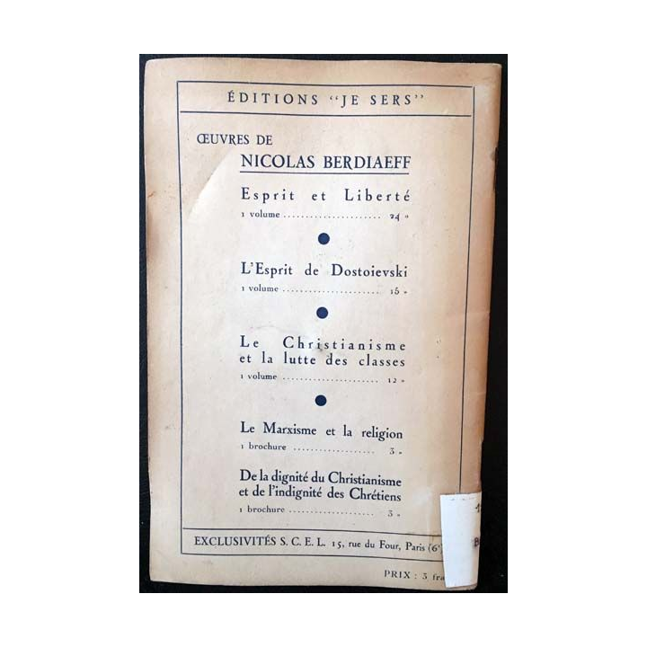 1. L'homme et la machine de Nicolas Berdiaeff aux éditions "Je sers" 1933