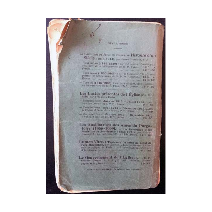 1. La compagnie de Jésus du père Joseph Brucker aux éditions Gabriel Beauchesne 1919