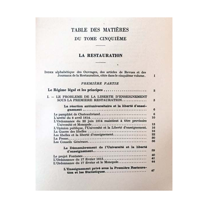 1. Histoire de la liberté d'enseignement en France Tome 6 La restauration ** de Louis-Grimaud