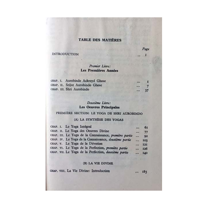 1. Shri Aurobindo de G.E. Monod-Herzen aux éditions Les cahiers du sud 1954