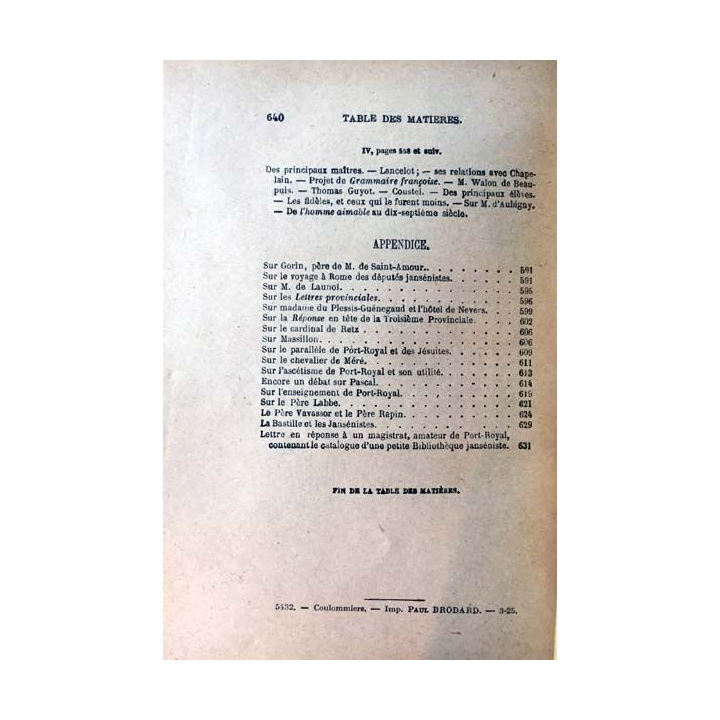 1. Port-Royal Tome troisième de C.-A. Sainte-Beuve aux éditions Librairie Hachette 1846