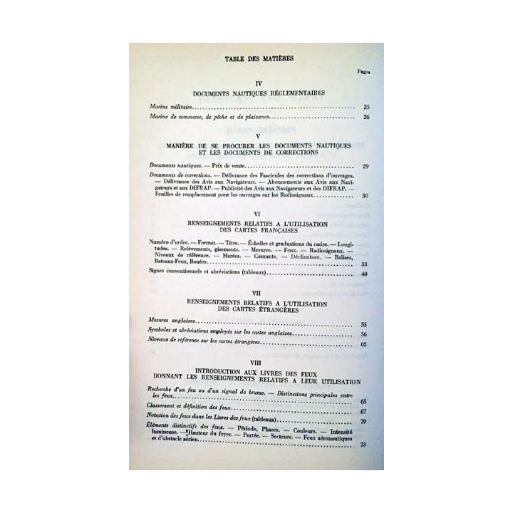 1. Renseignement relatifs aux documents nautiques et à la navigation du service hydrographique de la marine