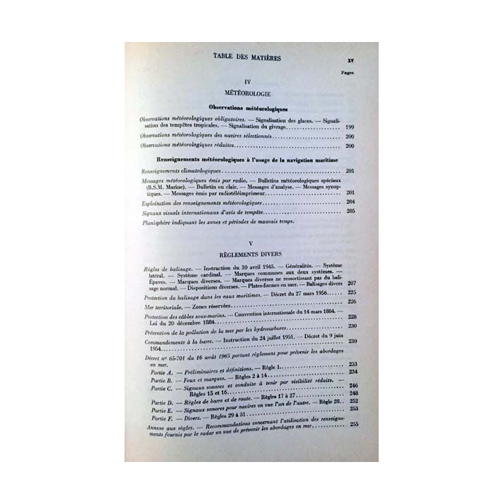 1. Renseignement relatifs aux documents nautiques et à la navigation du service hydrographique de la marine