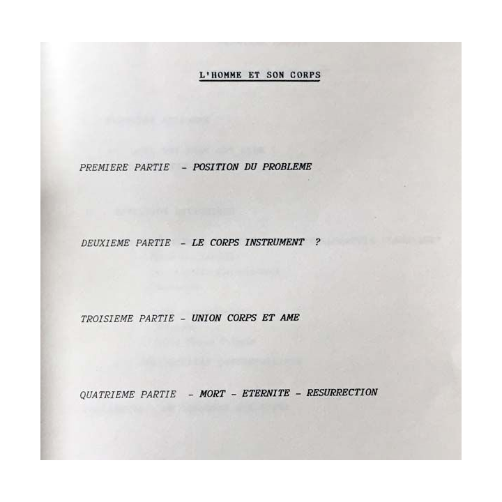 1. L'homme et son corps de René Le Trocquer aux éditions institut catholique de Lyon