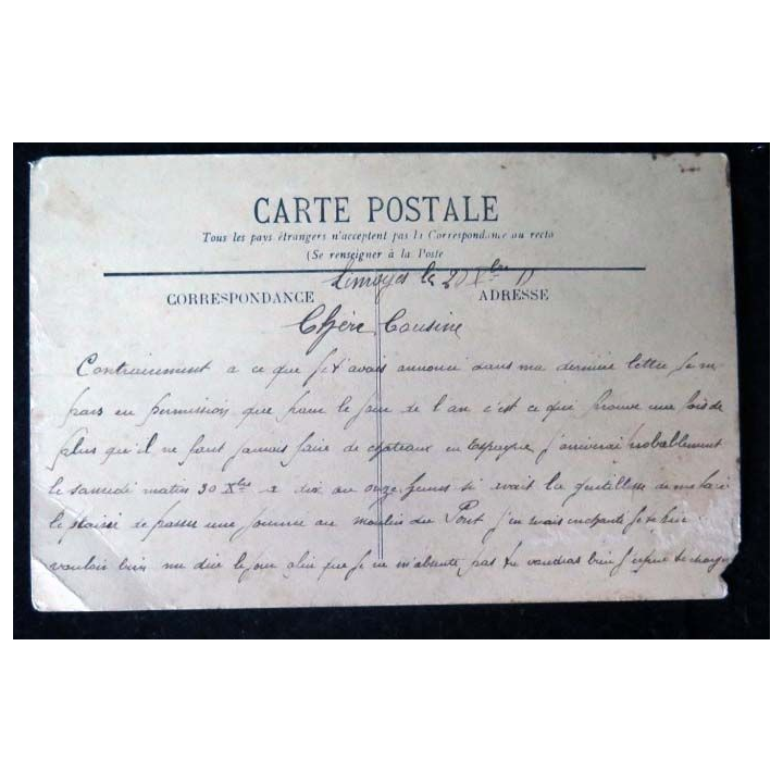CARTE POSTALE GUERRE 1914-1918  :  (39) Limoges Caserne du 10° 