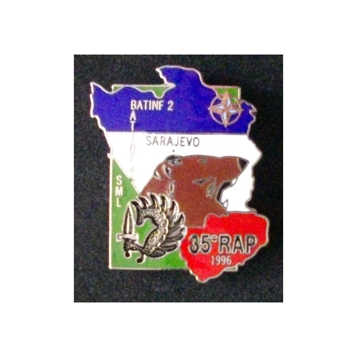 Insigne de la SML du 35° régiment d'artillerie parachutiste à Sarajevo