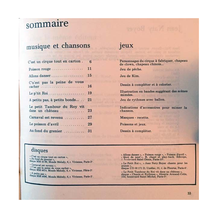1. Chantons et jouons ! de Jean Naty-Boyer aux éditions presses de l'Ile de France