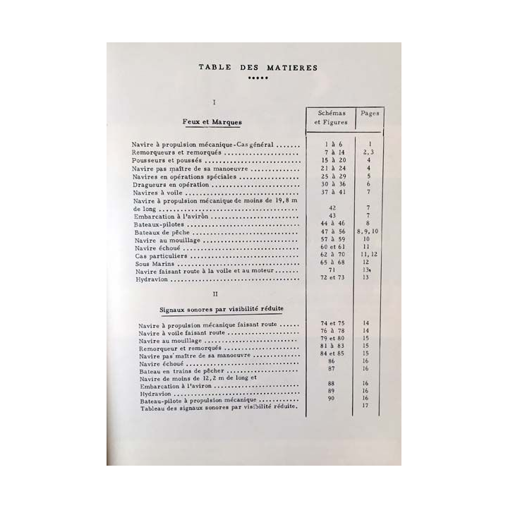 1. Règlement pour prévenir les abordages en mer aux éditions service hydrographique de la marine 1971