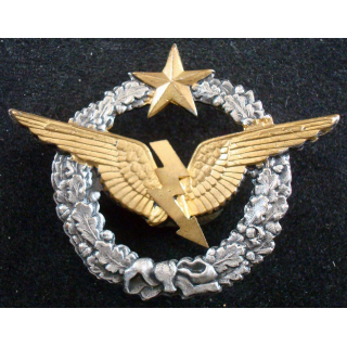 BREVET AIR : insigne métallique de brevet radio navigant embouti argenté