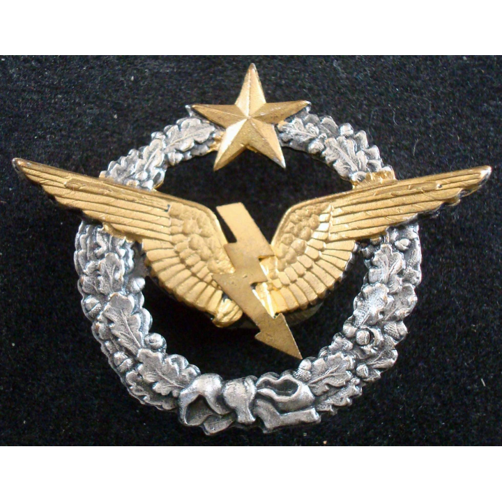 BREVET AIR : insigne métallique de brevet radio navigant embouti argenté