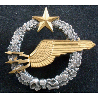BREVET AIR : insigne métallique de brevet d'élève radio navigant embouti argenté