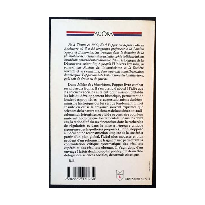 1. Misère de l'historicisme de Karl Popper aux éditions Presses pocket