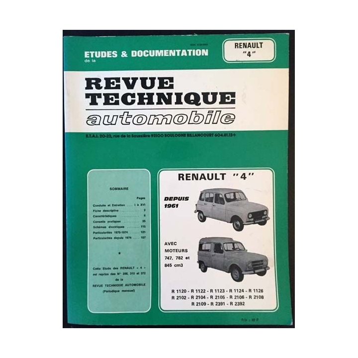 1. Revue technique automobile Renault "4" depuis 1961
