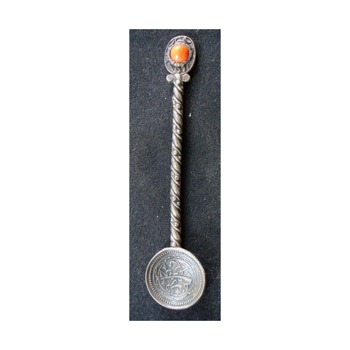 PETITE CUILLERE  : petite cuillère de collection argentée avec pierre polie