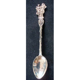 PETITE CUILLERE  : petite cuillère de collection argentée avec deux bretons