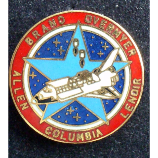 PIN'S NASA : Brand Overmyer Allen Columbia Lenoir de fabrication Taiwan et de diamètre 2,5 cm
