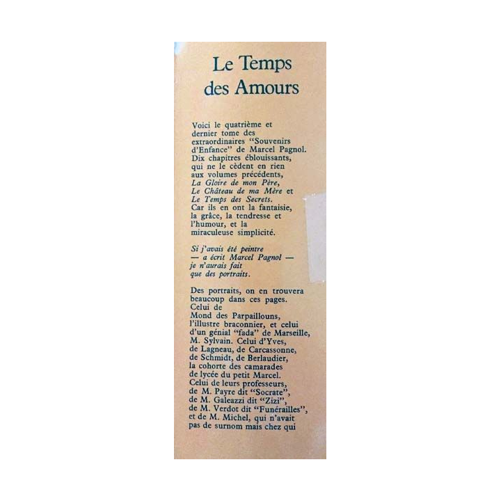 1. Le temps des Amours de Marcel Pagnol aux éditions Julliard