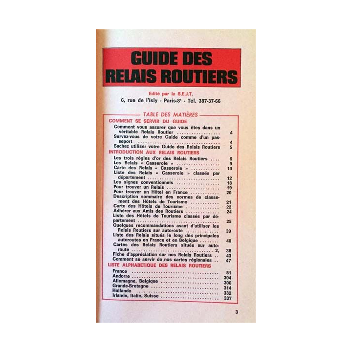 1. Guide des relais routiers 1977 aux éditions S.E.J.T