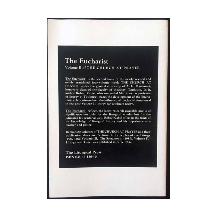 1. The church at prayer volume II The Eucharist de Robert Cabié aux éditions The liturgical press