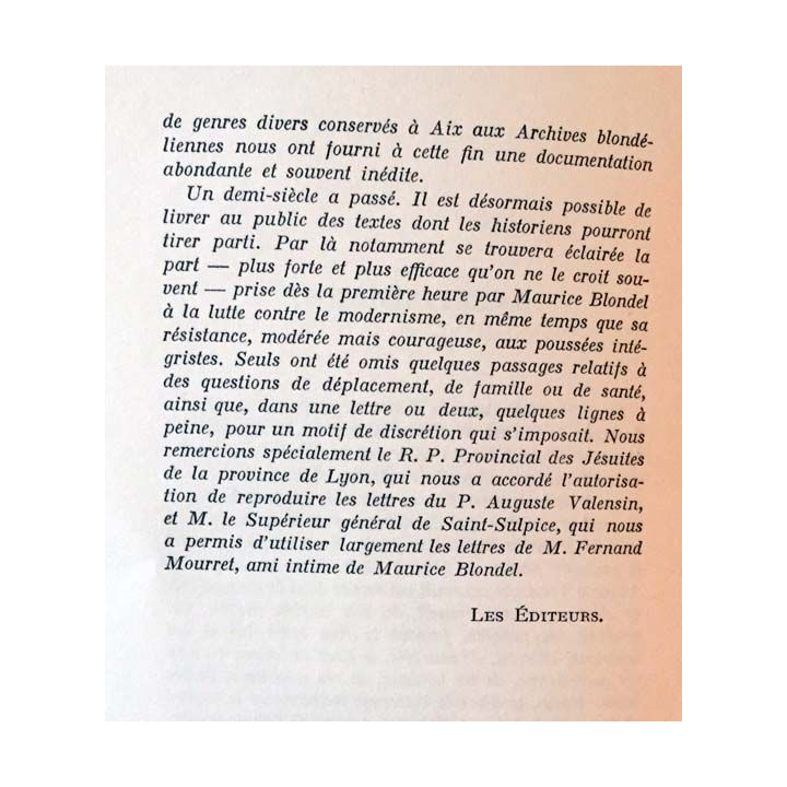 1. Correspondance 1899-1912 de Maurice Blondel et Auguste Valensin aux éditions Aubier