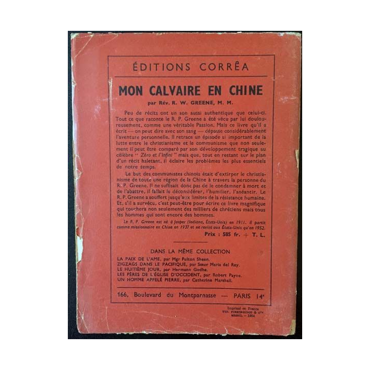 1. Mon calvaire en Chine de Rév. R. W. Greene aux éditions Corrêa