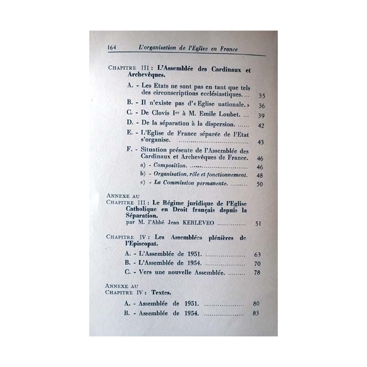 1. L'organisation de l'Église catholique en France de V.-L Chaigneau aux éditions SPES - Paris