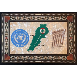 Plaque souvenir sur bois de l'ONU au LIBAN UNIFIL